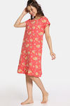Rosaline Bon Appetit Knit Cotton Short Length Nightdress - Deep Sea Coral — thumbnail 2